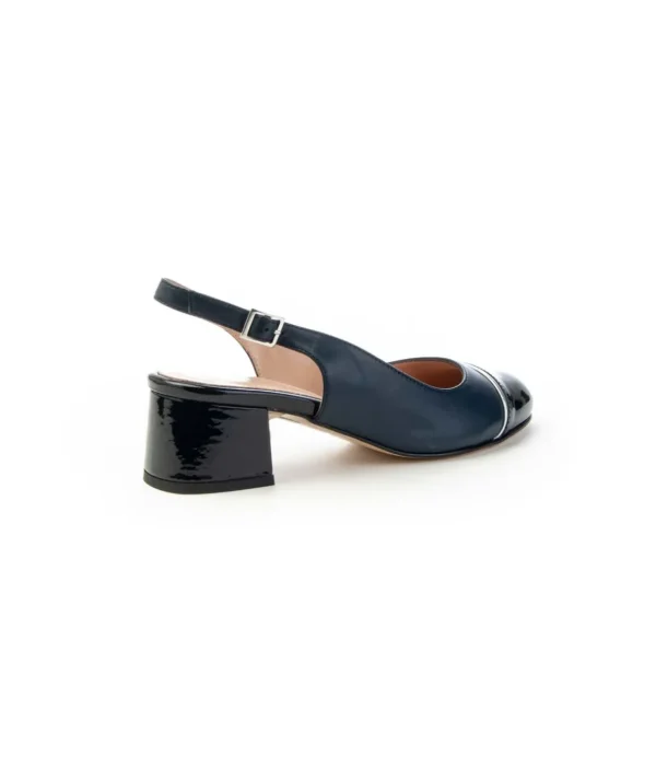 Cinzia Valle slingback in nappa con puntale in vernice blu 9977 Donna