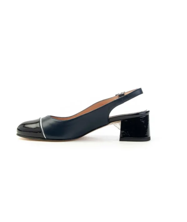 Cinzia Valle slingback in nappa con puntale in vernice blu 9977 Donna
