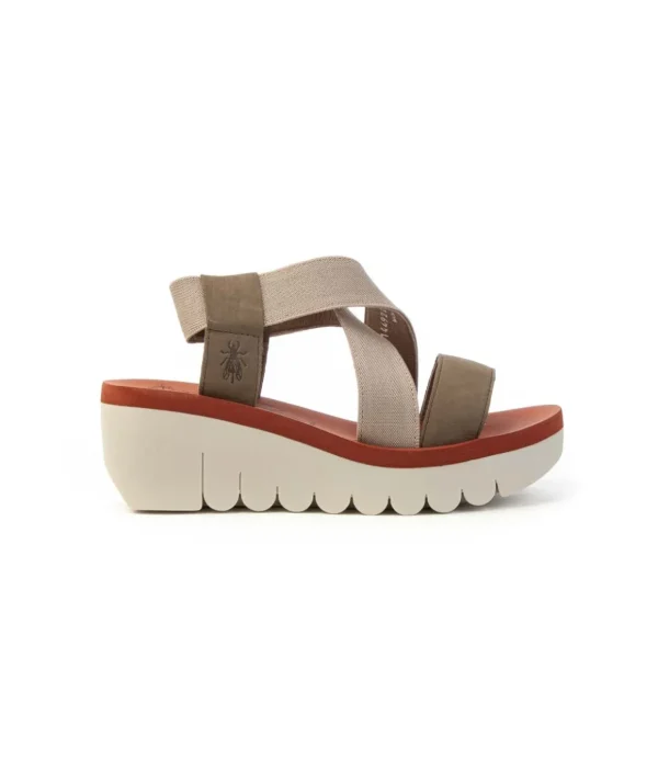 Sandalo fasce incrociate con zeppa 6 cm Fly London YABI922FLY Donna