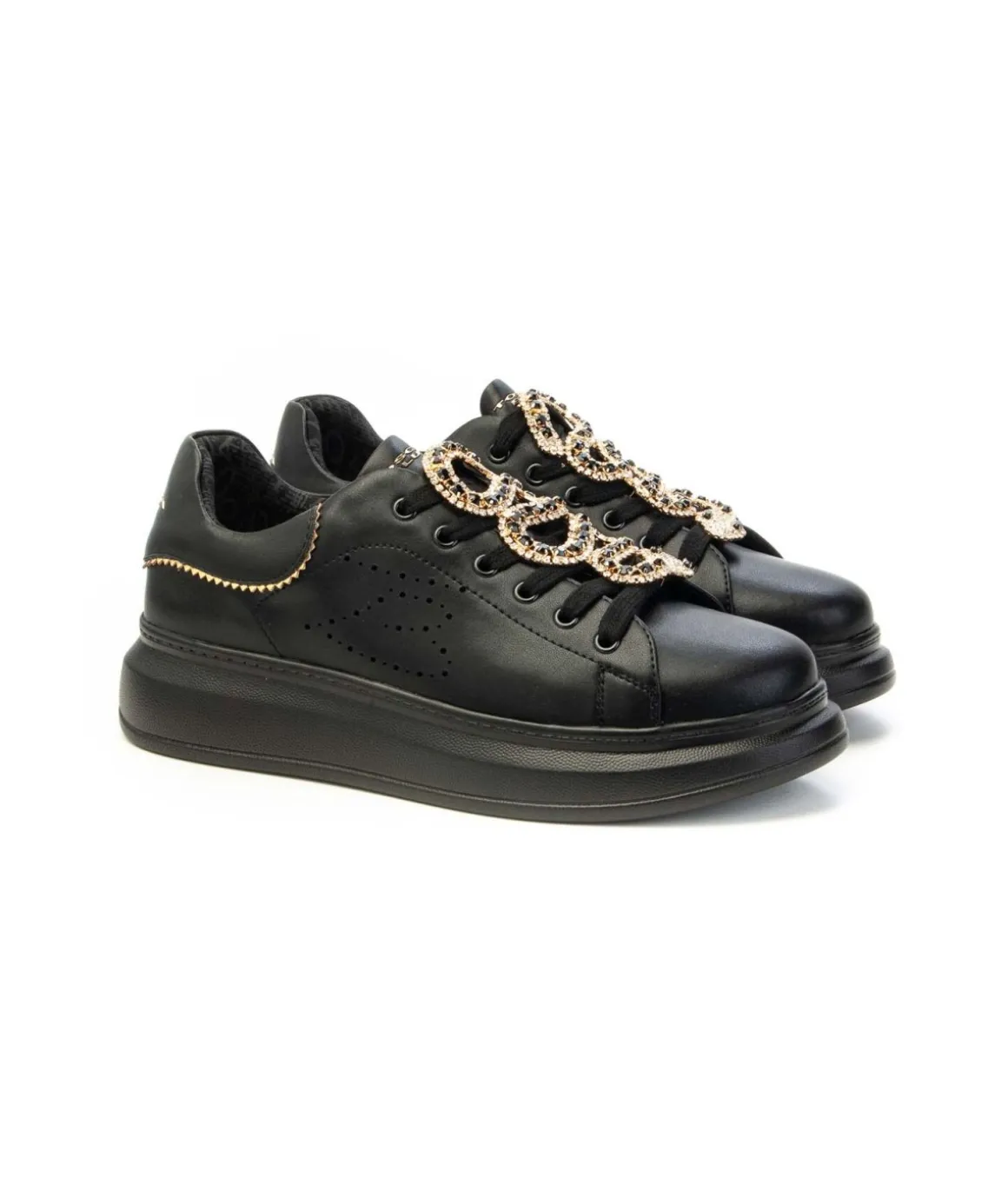 sneaker_juliette_tosca_bl_0-2.webp Sneaker Juliette Tosca Blu Sf2401s009 Con Accessorio Snake In Strass
