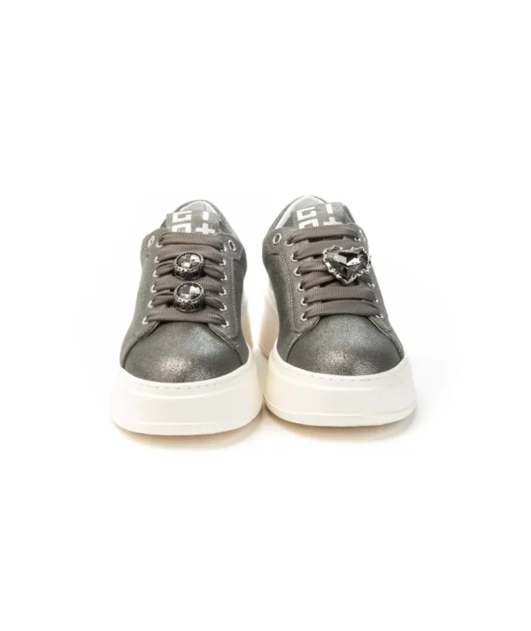 Sneakers GIO+ PIA 238A in pelle argento con dettagli decorativi Donna